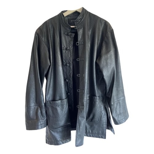 Pre-owned Yohji Yamamoto Leather Jacket In Black