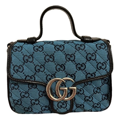 Pre-owned Gucci Gg Marmont Flap Handbag In Blue