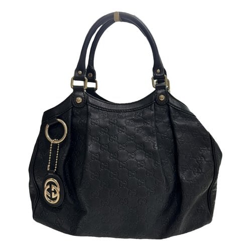 Pre-owned Gucci Sukey Leather Handbag In Black
