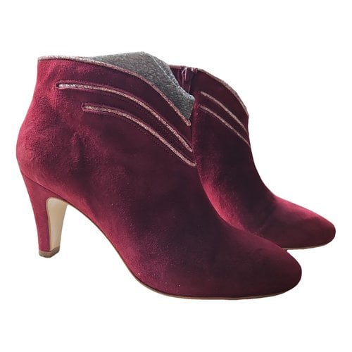 Pre-owned Petite Mendigote Leather Boots In Burgundy