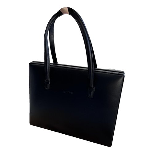 Pre-owned Loewe Postal Leather Handbag In Black