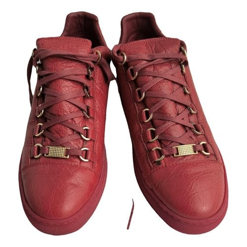 Pre-owned Balenciaga Arena Leather Trainers In Red