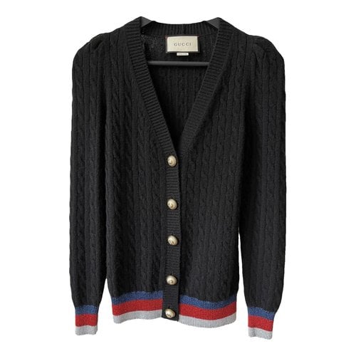 Pre-owned Gucci Wool Cardigan In Black