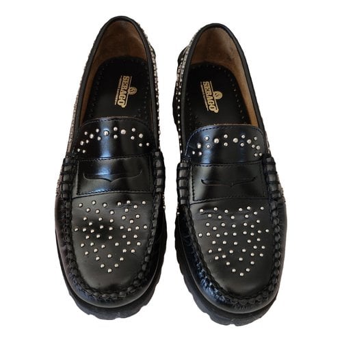 Pre-owned Sebago Leather Flats In Black