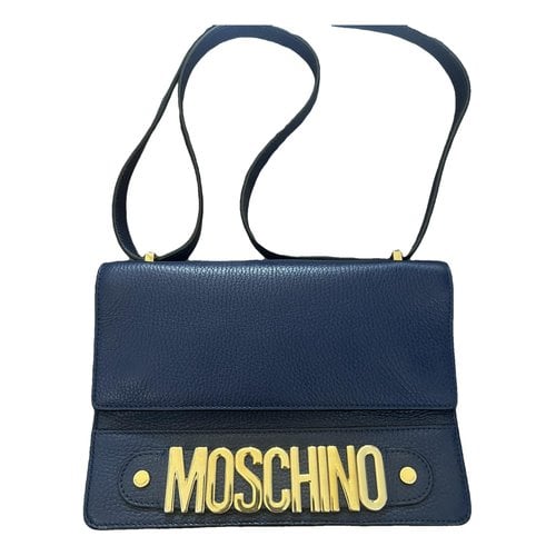 Pre-owned Moschino Pony-style Calfskin Crossbody Bag In Blue