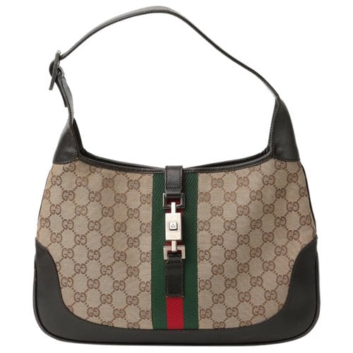 Pre-owned Gucci Jackie Cloth Handbag In Beige