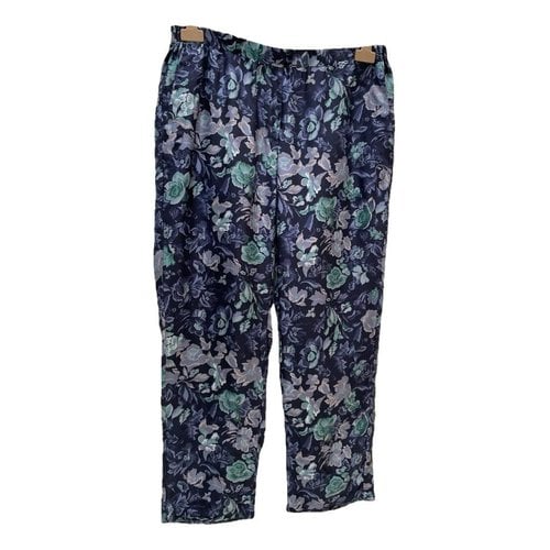 Pre-owned Burberry Silk Trousers In Blue