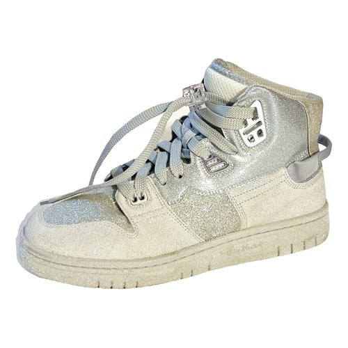 Pre-owned Acne Studios Leather High Trainers In Silver