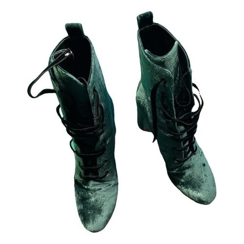 Pre-owned Saint Laurent Velvet Boots In Green