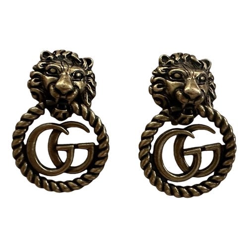 Pre-owned Gucci Gg Running Earrings In Gold