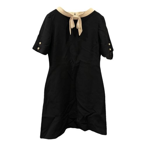 Pre-owned Gucci Wool Mini Dress In Black