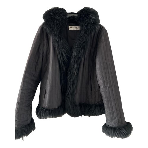 Pre-owned Yves Salomon Faux Fur Blazer In Black