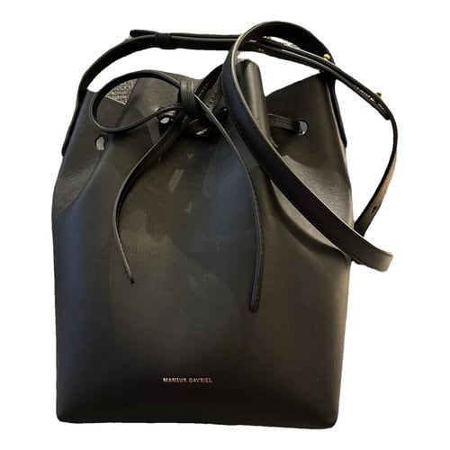 Pre-owned Mansur Gavriel Bucket Leather Handbag In Black
