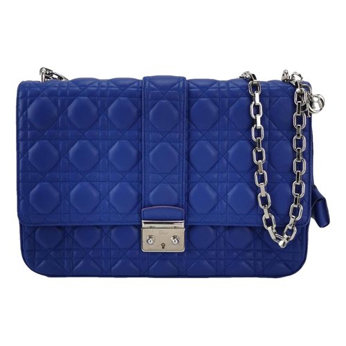 Pre-owned Dior Leather Handbag In Blue
