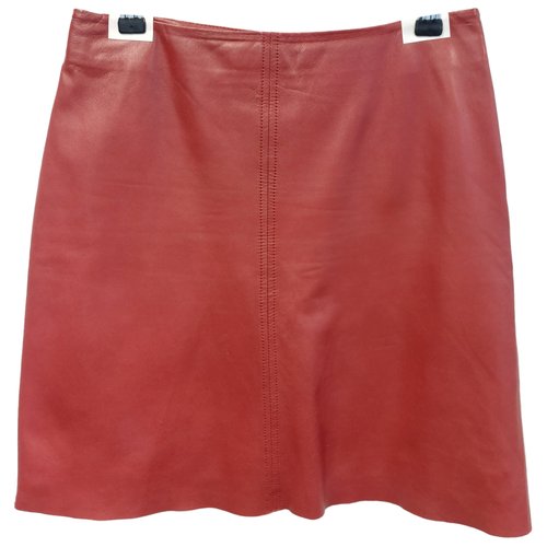 Pre-owned Max Mara Leather Mini Skirt In Red