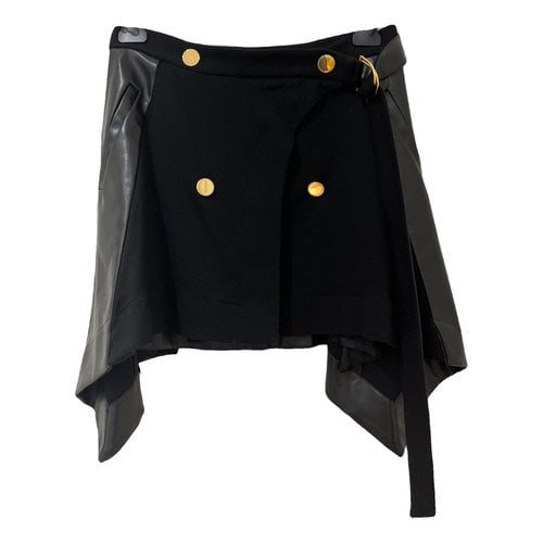 Pre-owned Louis Vuitton Leather Mid-length Skirt In Black