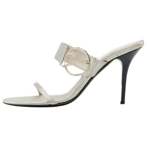 Pre-owned Dior Cloth Sandal In Grey