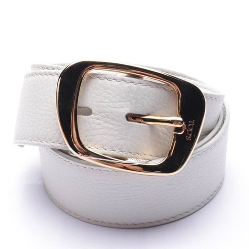 Pre-owned Tod's Leather Belt In White
