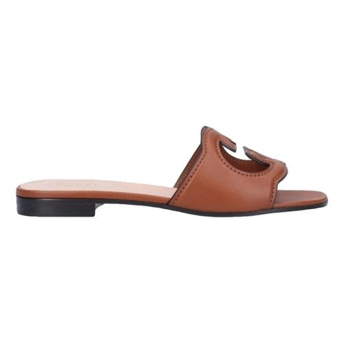 Pre-owned Gucci Leather Sandal In Brown