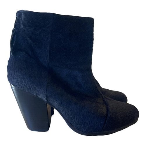 Pre-owned Rag & Bone Pony-style Calfskin Boots In Blue
