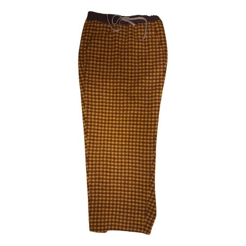 Pre-owned Rick Owens Wool Maxi Skirt In Yellow
