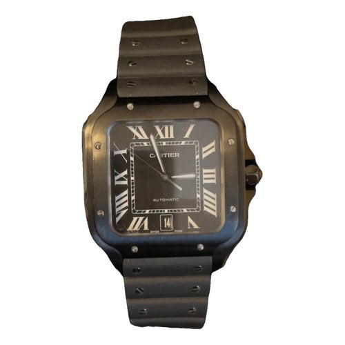Pre-owned Cartier Santos 100 Xl Watch In Black