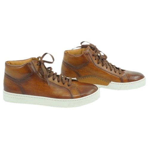 Pre-owned Magnanni Leather High Trainers In Brown