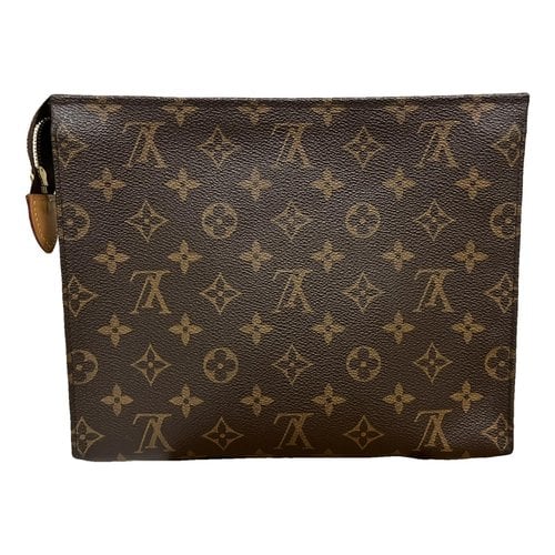 Pre-owned Louis Vuitton Pochette Accessoire Leather Clutch Bag In Brown