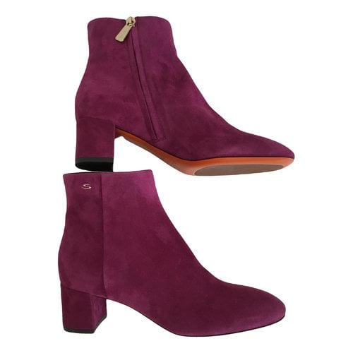 Pre-owned Santoni Ankle Boots In Purple