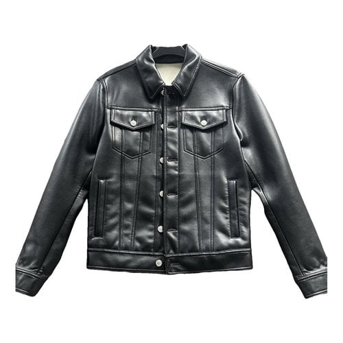Pre-owned Msgm Leather Jacket In Black