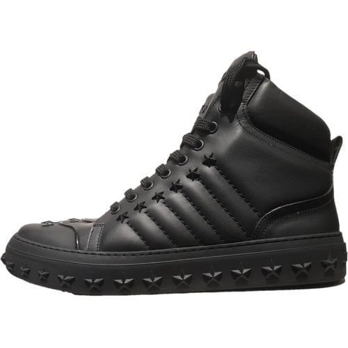 Pre-owned Jimmy Choo Leather High Trainers In Black