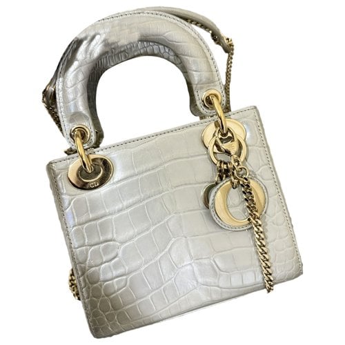 Pre-owned Dior Alligator Handbag In Grey
