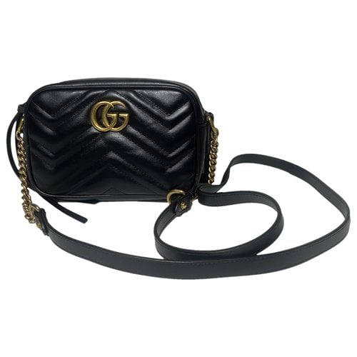 Pre-owned Gucci Gg Marmont Leather Bag In Black
