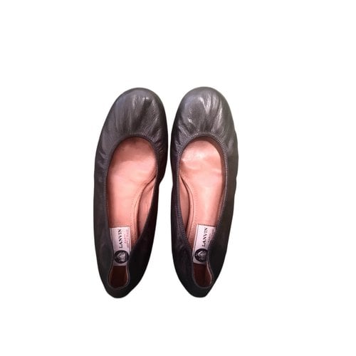 Pre-owned Lanvin Leather Ballet Flats In Black
