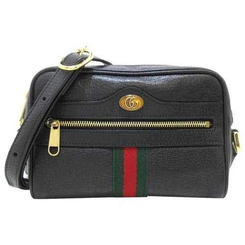Pre-owned Gucci Ophidia Leather Handbag In Black