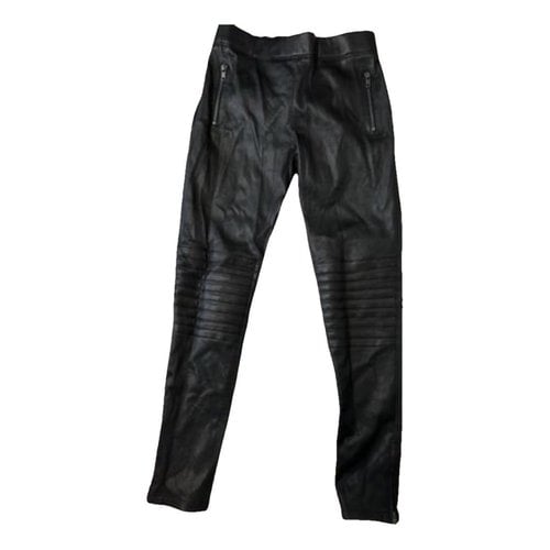 Pre-owned Joseph Leather Straight Pants In Black
