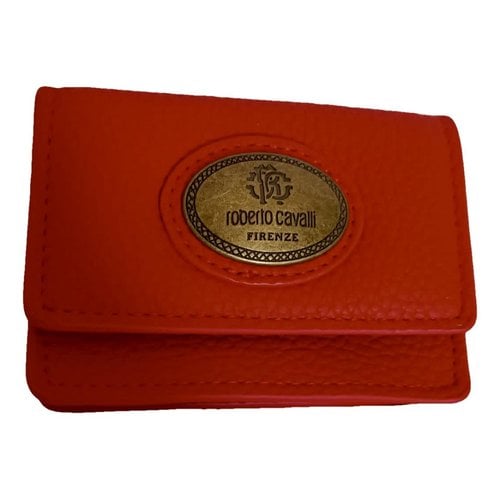 Pre-owned Roberto Cavalli Leather Card Wallet In Red
