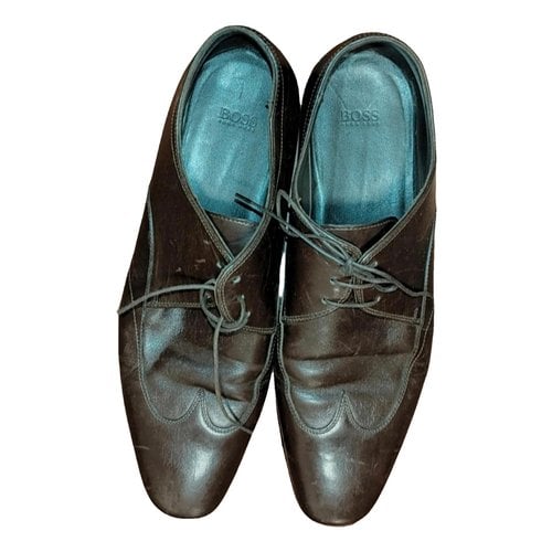 Pre-owned Hugo Boss Leather Lace Ups In Brown