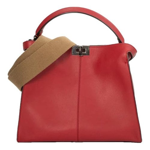 Pre-owned Fendi Peekaboo Leather Handbag In Red