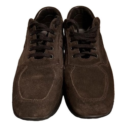 Pre-owned Hogan Leather High Trainers In Brown