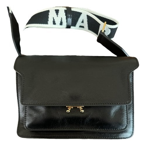 Pre-owned Marni Trunk Leather Crossbody Bag In Black