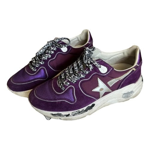Pre-owned Golden Goose Running Cloth Trainers In Purple