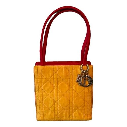 Pre-owned Dior Silk Handbag In Yellow