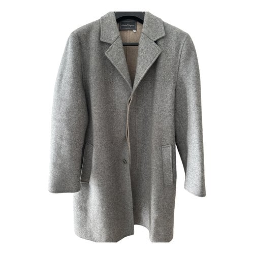 Pre-owned Ferragamo Wool Coat In Grey