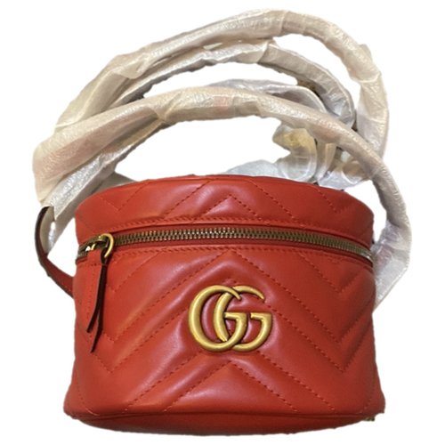Pre-owned Gucci Gg Marmont Leather Handbag In Red