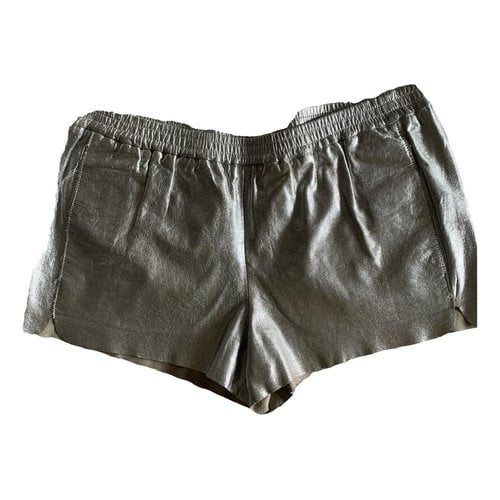 Pre-owned Maje Leather Mini Short In Silver