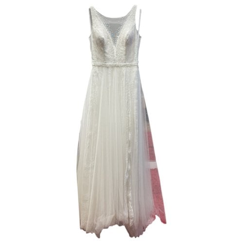 Pre-owned Linea Raffaelli Lace Maxi Dress In White