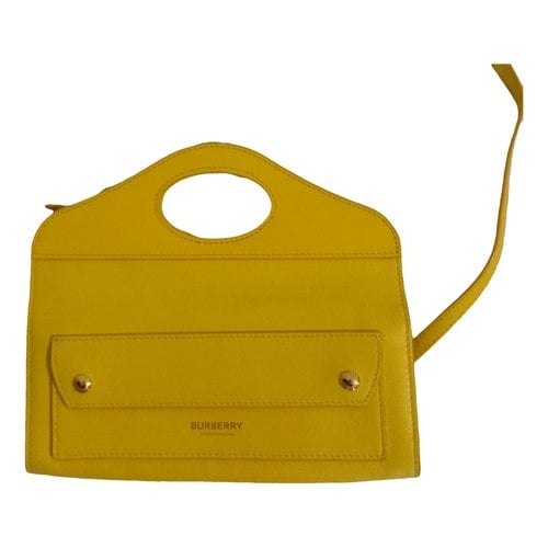 Pre-owned Burberry Pocket Leather Crossbody Bag In Yellow