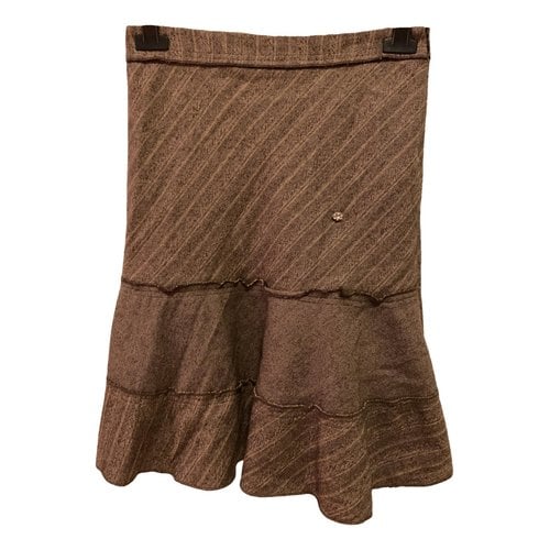 Pre-owned Stefanel Wool Mid-length Skirt In Brown