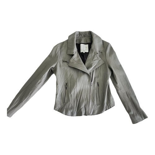 Pre-owned Burning Torch Leather Jacket In Grey